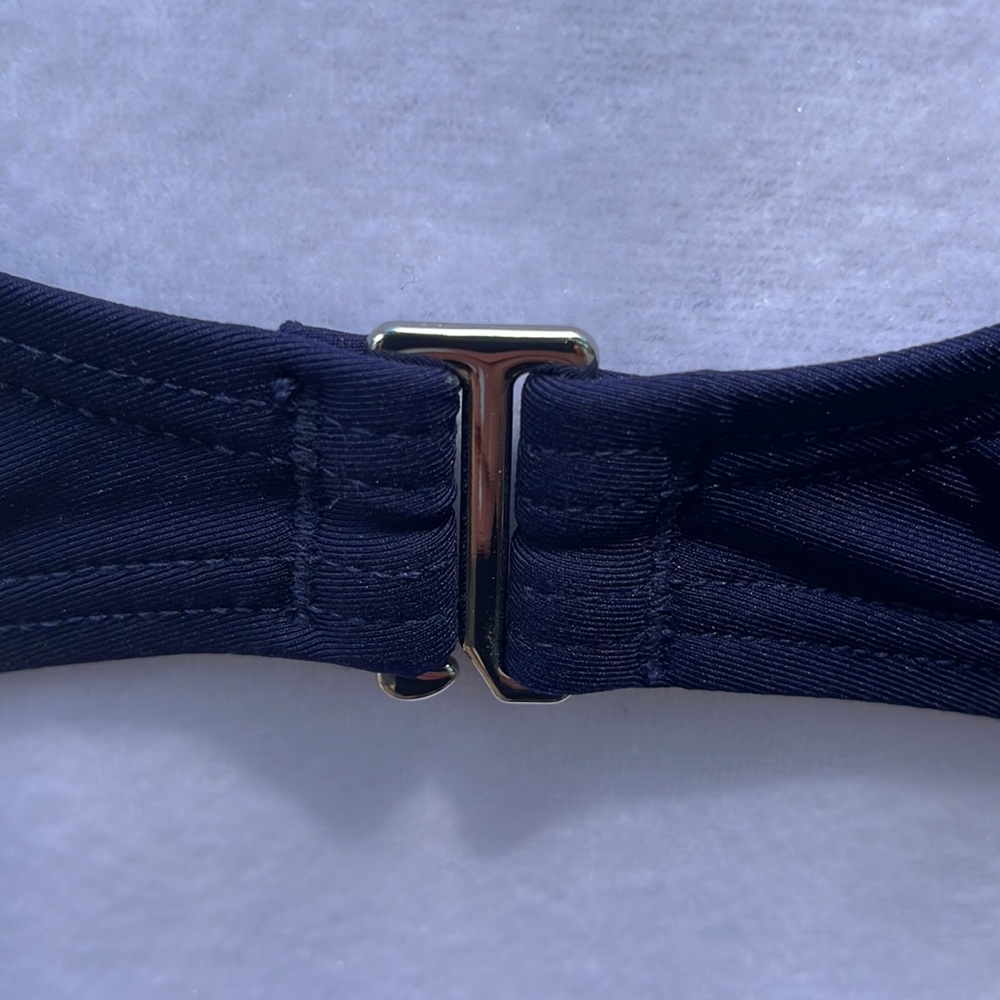 DKNY 2pc. Bikini Bathing Suit. Retro Style Hi Waist w/Padded Underwire Bra. Navy - Picture 9 of 12